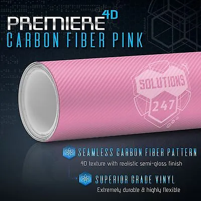 4D Premiere Semi Gloss Pink Carbon Fiber Vinyl Wrap - Bubble Free Air Release • $49.95