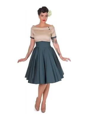 BNWT Dolly And Dotty 50s Style Full Circle Dress Green/Biege UK12 Mad Men • £29