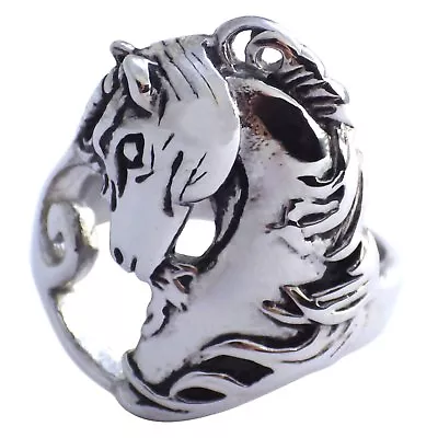 Horse Ring Womens Silver Stainless Steel Equestrian Mare Filly Pony Band • $12.99