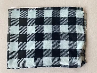 Sew Lush Fleece Fabric Black And Teal Buffalo Plaid Micro Fleece 40”x60” Minky • £12.35