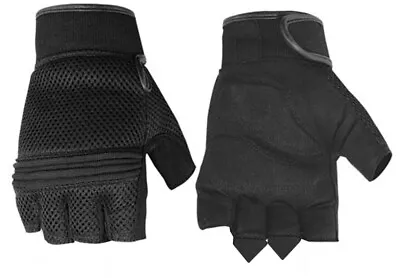 Mens Womens  Mesh Fingerless Black Synthetic Leather Motorcycle  Gloves • $12.88