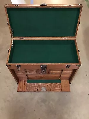 Original Vintage 11 Drawer Oak Machinist Toolbox Chest • $695