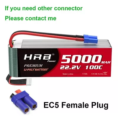 £78.50 • Buy HRB 22.2V 6S 5000mAh EC5 100C LiPo Battery For RC Helicopter Drone Boat Truck