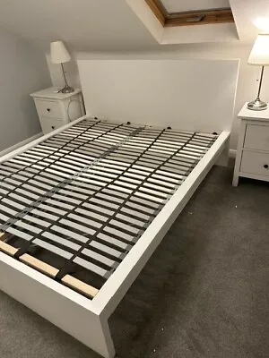 Ikea Malm King Size Bed Frame - WHITE With Lonset Slats • £150