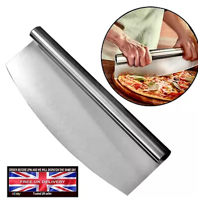 32cm PROFESSIONAL 18/10 STAINLESS STEEL PIZZA CUTTER ROCKER SLICER KITCHEN NEW • £5.51