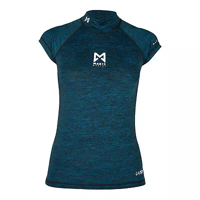 2023 Magic Marine Womens Cube Short Sleeve Rashvest - Dark Blue Melee MM081012 • £36.99