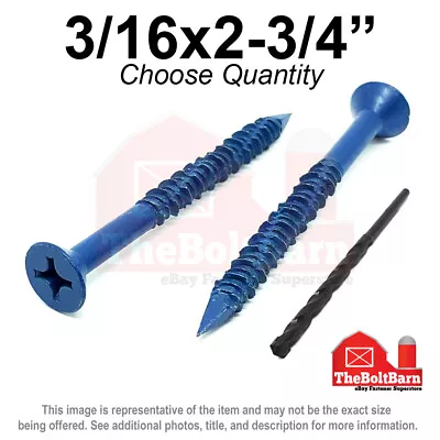 3/16x2-3/4  Flat Head Phillips Piercing Point Concrete Screws Masonry Blue • $259.51