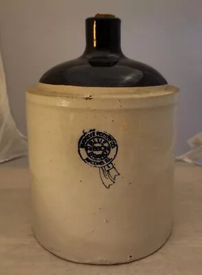 Antique Buckeye Pottery Co Macomb ILL Stoneware Crock Jug Small 1 Gallon • $105