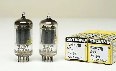 Pair 2 12ax7a Sylvania Strong Matched High-gain Vacuum Tubes Tested Ecc83 12ax7a • $41