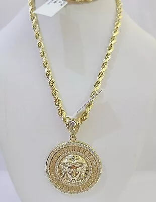 Real 10k Yellow Gold Rope Chain Head Charm Set 4mm 18 -26 Inch Necklace • $313.95