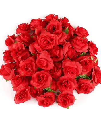 50pcs Red Roses Buds Artificial Flowers Bulk • $9.99