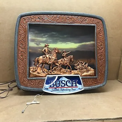 Vintage Lighted Anheuser-busch Beer Cowboy Horse Western Diorama Bar Sign • $149.99
