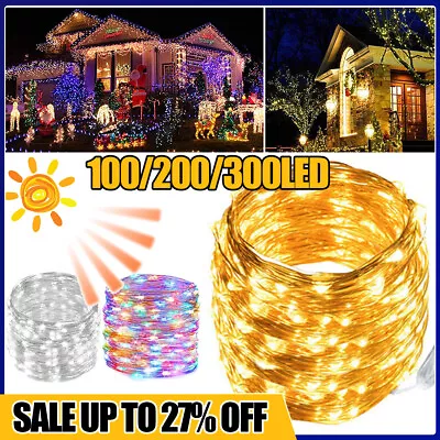 LED Solar String Fairy Lights Outdoor Garden Christmas Tree Party Wedding Light • £6.59