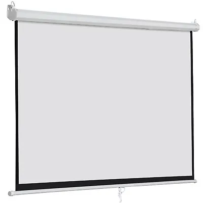 White Movie Manual Projection Screen Pull Down Projector Matte 100  16:9 Home • $52.58