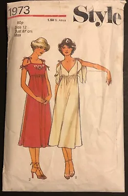 Vintage Sewing Pattern Stye 1973 70s Evening Dress High Waist Cut Sz 12 • £3
