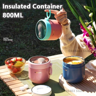 $19.99 • Buy 800ml Lunch Box Thermos Food Flask Soup Jar Stainless Steel Insulated Container 
