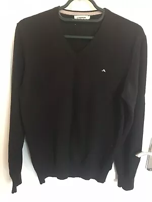 £15 • Buy J Lindeberg Men’s Black Long Sleeve Jumper 100% Merino Wool V Neck Size M