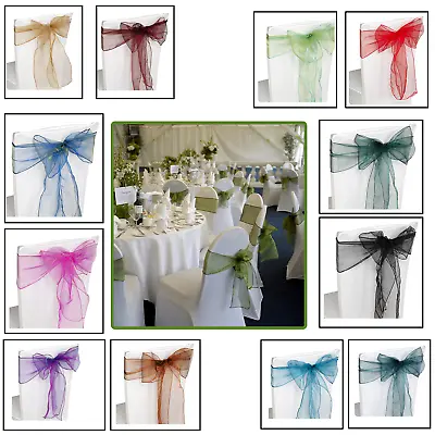£1.85 • Buy 1 25 50 100 Organza Sash Chair Cover Bow Sashes Wedding Party Wider Fuller BOWS