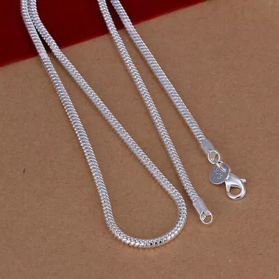 16  - 24  Mens Womens 925 Sterling Silver 3mm Wide Snake Chain Necklace #N230 • $8.99