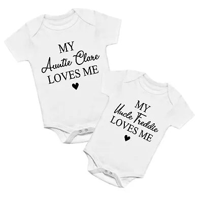 £6.99 • Buy Personalised Auntie Baby Vest - My Uncle Or Auntie Loves Me Heart Design