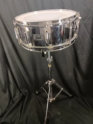 Vintage 14 Inch 10 Lug CHROME Pearl Snare Drum W/ Stand And Hard Case • $64.99