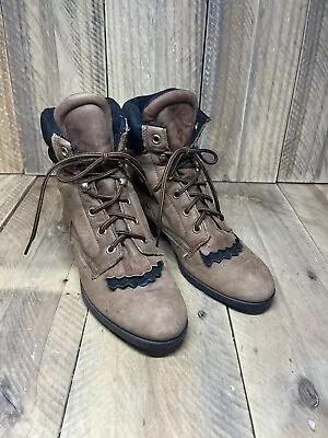 Vintage Laredo Lace-Up Kiltie Ankle Western Roper Granny Boots Women's 6 M • $16.99