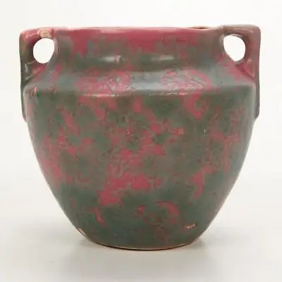 Early Burley Winter ARTS & CRAFTS Vase Mottled Matte Glaze Pink & Green No. 43 • $50