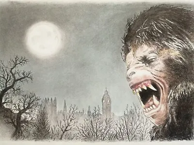 An AMERICAN WEREWOLF In LONDON Pencil Drawing PRINT Horror Sci-fi • £12.50