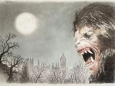 An AMERICAN WEREWOLF In LONDON Pencil Drawing PRINT Horror Sci-fi • £12.95