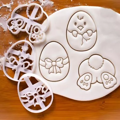 Easter Egg Cookie Stamp Happy Easter Biscuit Mold New Cookie Cutters  Easter • £3.94