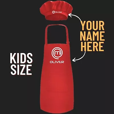 Custom Master Chef Inspired Kids Apron W/Hat Gift W/pocket 6-12y Personalize • $17.90