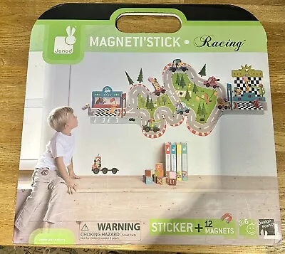 Janod Wall Sticker Racetrack With 12 Magnets Race Cars. For Ages 3-6 • £11.99