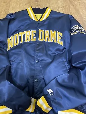 Notre Dame Fighting Irish Vtg Starter Ncaa Satin Jacket Adult Xxl • $94.95