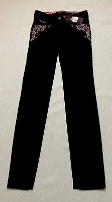 Maison Scotch Jeans Women's 25x32 Black Embroidered Regular Straight Pants • $13