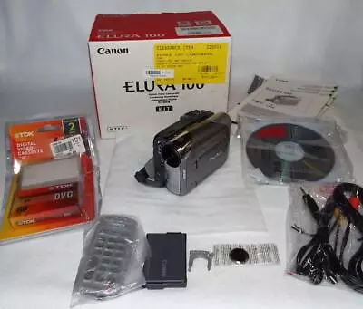 IOB Canon Elura 100 Mini DV Camcorder Remote Cord Manual Box SD Card • $55.44