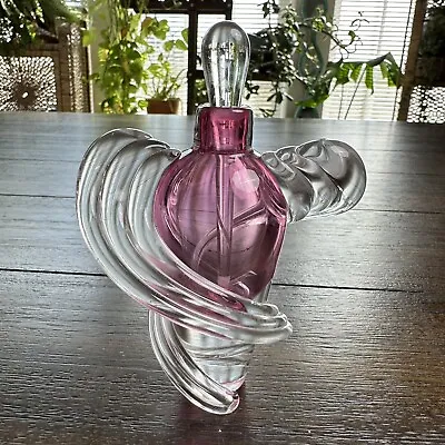 Vitrix Art Glass Perfume Bottle Pink Tapered Twists 1987 Thomas Buechner Rare • $125