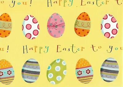 Easter Quality Gift Wrap Wrapping Paper Traditional Eggs Design Yellow Free P+P • £3.09