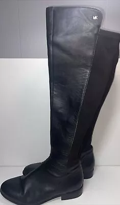 MICHAEL Michael Kors Size 7 Bromley Tall Fine Black Leather Stretch Riding Boots • $32