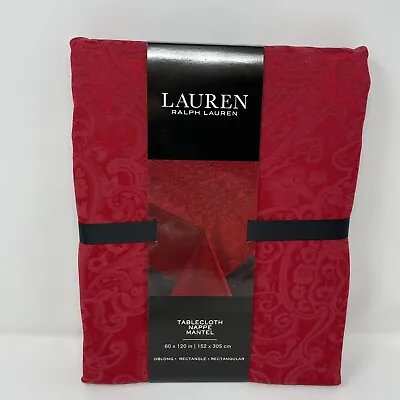 Ralph Lauren Solid Red Christmas Tablecloth 60x120 Nappe Mantel Rectangle • $64.99