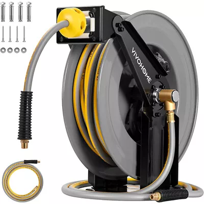 Steel Dual Arm Auto-Retractable Air Hose Reel 50 FT X 3/8 IN Max 300PSI • $109.99