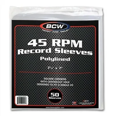 Pack Of 50 BCW Polylined Paper 45RPM Record Single Inner Sleeves Poly Lined • $17.99