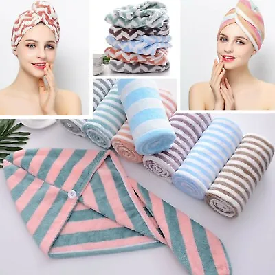 THICK Hair Turban Towel Twist Wrap MICROFIBRE QUICK DRY COTTON HEAD BATH CAP • £4.89