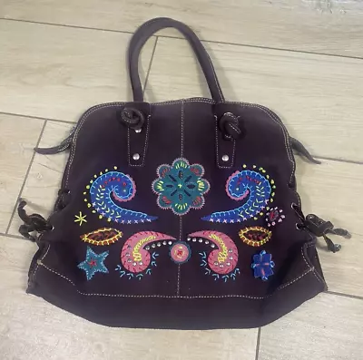 OILILY Applique Style Studded Shoulder Purse Handbag Brown Leather FairyCore • £28.45