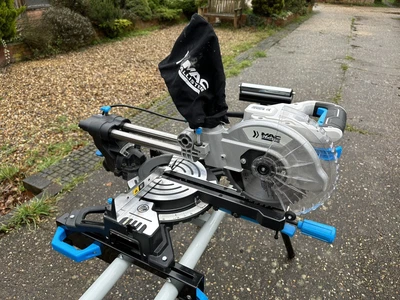 £100 • Buy Mac Allister 1500W 220-240V 210mm Corded Sliding Mitre Saw MMIS210S-B And Stand