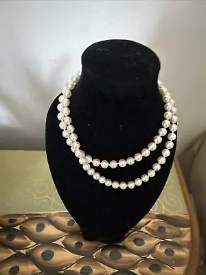 Genuine Vintage 20  Pearl Necklace With 14k Gold Clasp Leather Case • $225