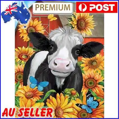 $11.99 • Buy 5D Diamond Painting Kit Sunflower Cow Full Round Drill DIY Wall Art (VY002)