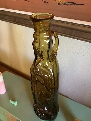 Vintage Figural Glass Bottle Virgin Mary Blessed Mother Lady Madonna Amber Italy • $49.99