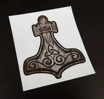 Precut Viking Wooden Mjolnir Sticker / Decal Thors Hammer Odinist Norse Pagan • $3.67