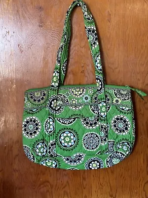 Vera Bradley Cupcakes Green Quilted Tote Bag Purse Zipper Enclosure • $19.99