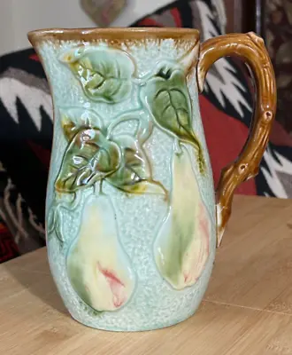 English 19th Century Small Majolica Floral/Fruit Design Pitcher • $199